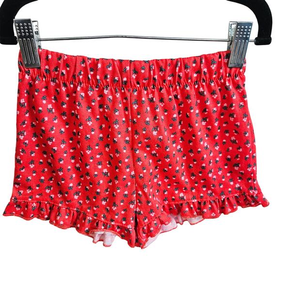 Carter's Girls Size 5T Ruffle Hem Pull On Shorts Red Micro Floral Girlie Cutesy - Picture 1 of 4